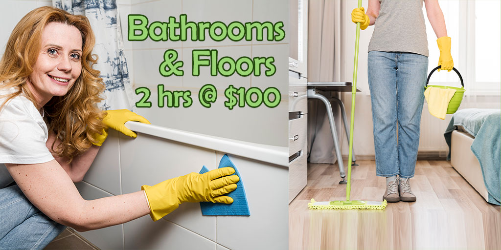 One Source Cleaning Bathrooms & Floors for 2hrs at $100