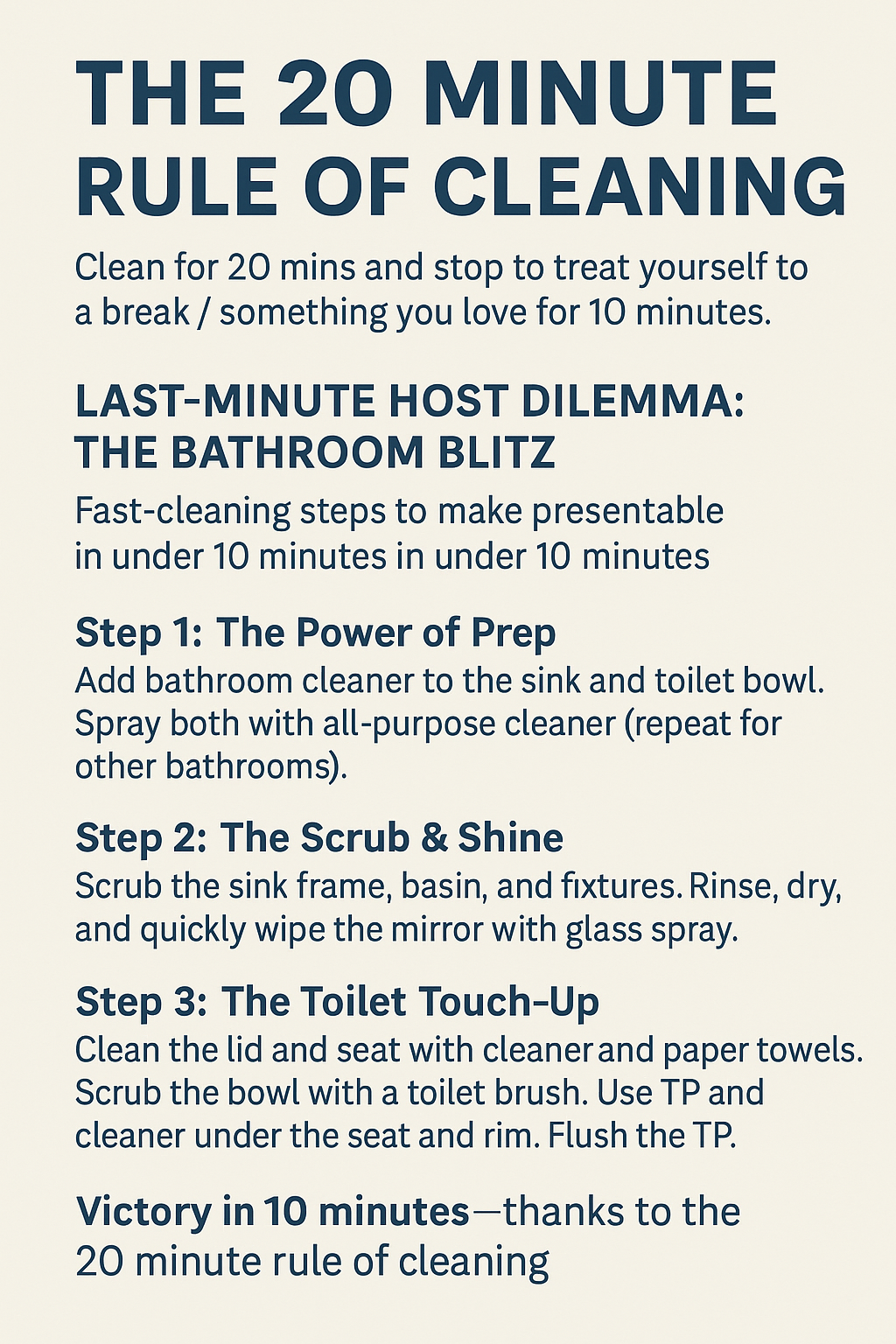 The 20 minute Rule of Cleaning Recap